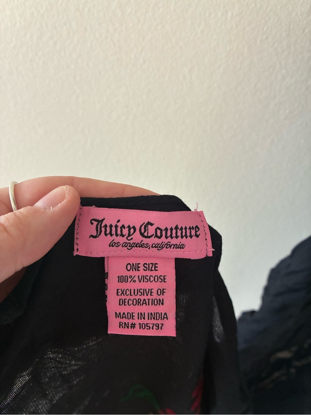 Juicy Couture black embroidered floral scarf - Picture 7 of 7